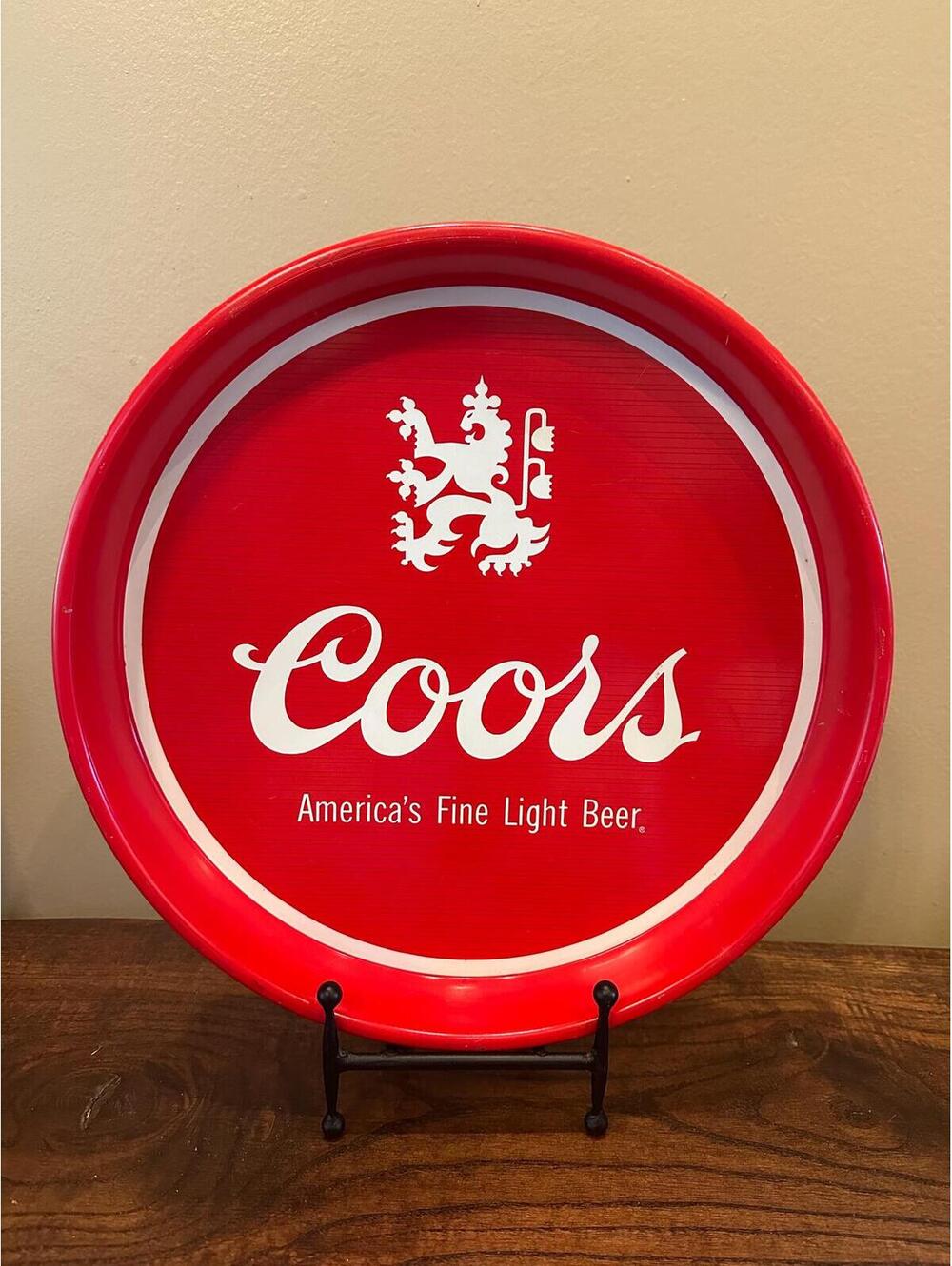 Vintage Coors America's Fine Light Beer Red Metal Serving Tray